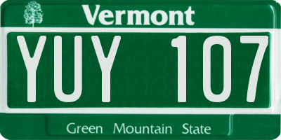 VT license plate YUY107