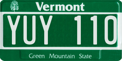 VT license plate YUY110