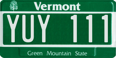 VT license plate YUY111