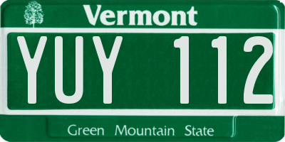VT license plate YUY112