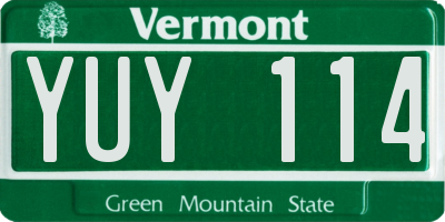 VT license plate YUY114