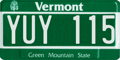VT license plate YUY115