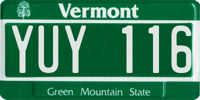 VT license plate YUY116