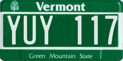 VT license plate YUY117