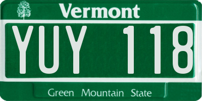 VT license plate YUY118