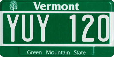 VT license plate YUY120