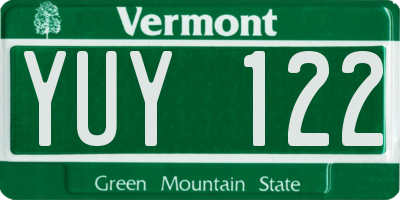 VT license plate YUY122