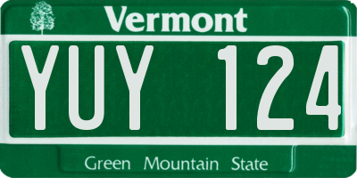 VT license plate YUY124