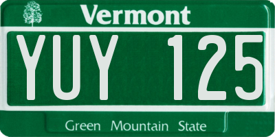 VT license plate YUY125