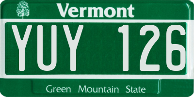 VT license plate YUY126