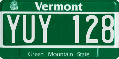 VT license plate YUY128