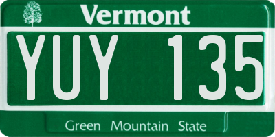 VT license plate YUY135