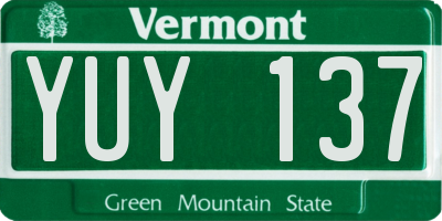 VT license plate YUY137