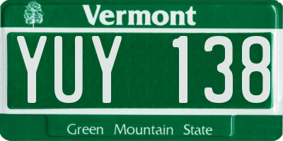 VT license plate YUY138
