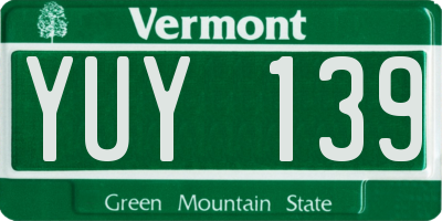 VT license plate YUY139