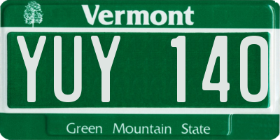 VT license plate YUY140
