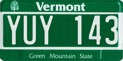VT license plate YUY143