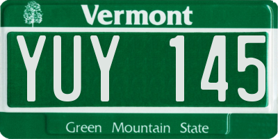 VT license plate YUY145