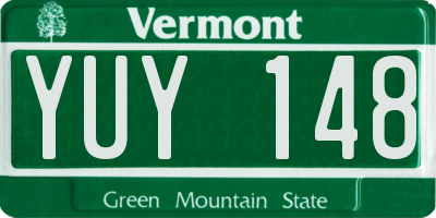 VT license plate YUY148