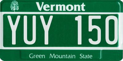 VT license plate YUY150