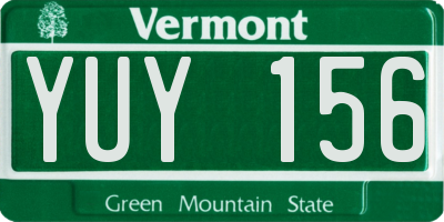 VT license plate YUY156