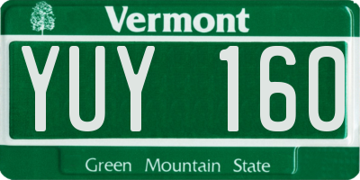VT license plate YUY160