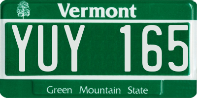 VT license plate YUY165