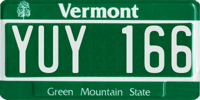 VT license plate YUY166