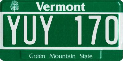 VT license plate YUY170