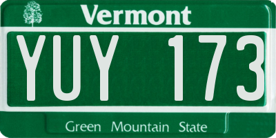 VT license plate YUY173