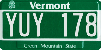 VT license plate YUY178