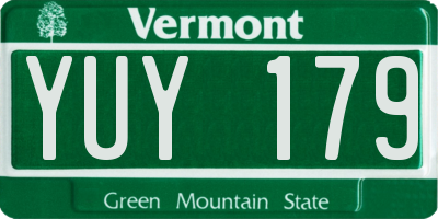 VT license plate YUY179