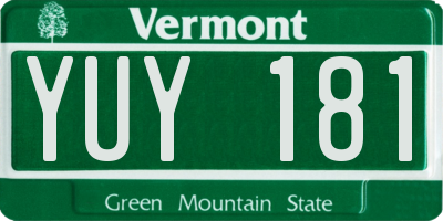 VT license plate YUY181