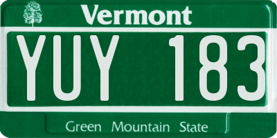 VT license plate YUY183