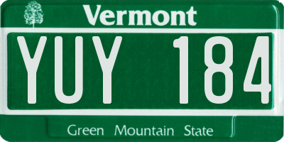 VT license plate YUY184