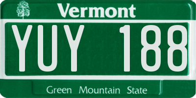 VT license plate YUY188