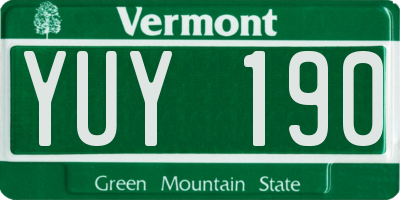 VT license plate YUY190