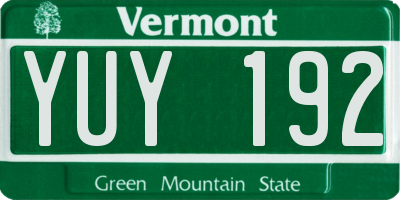 VT license plate YUY192