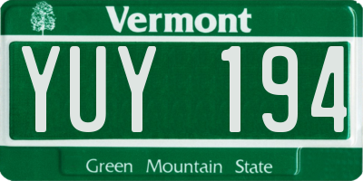 VT license plate YUY194