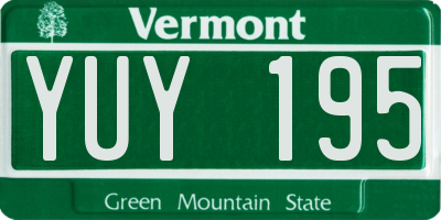 VT license plate YUY195