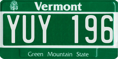 VT license plate YUY196
