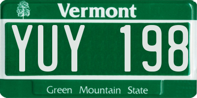 VT license plate YUY198