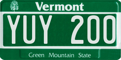VT license plate YUY200
