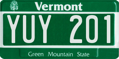 VT license plate YUY201