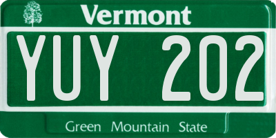 VT license plate YUY202