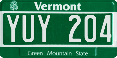 VT license plate YUY204