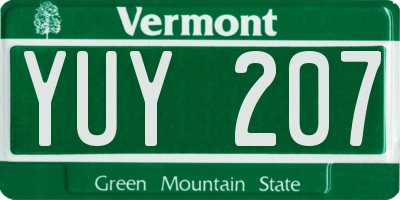 VT license plate YUY207
