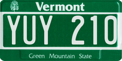 VT license plate YUY210