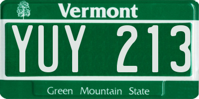 VT license plate YUY213