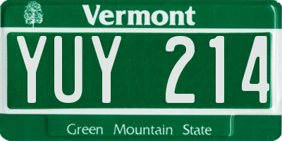 VT license plate YUY214